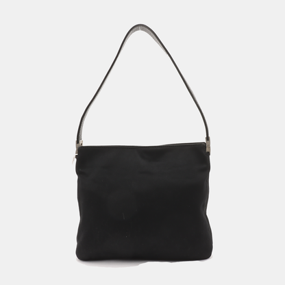 FENDI Black Fabric Single Shoulder Bag Handbag Silver Hardware-(SKU)-930666473