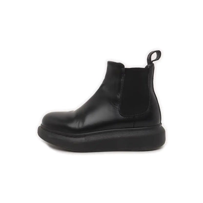 Alexander McQUEEN 35code Autumn and Winter Black Leather Women's Ankle Boots-(SKU)-14048570