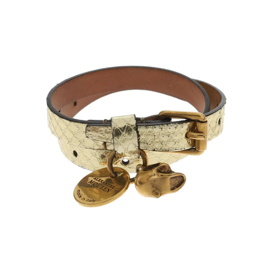 Alexander McQUEEN Gold Leather Alloy Bracelet Length41cm-(SKU)-929516837
