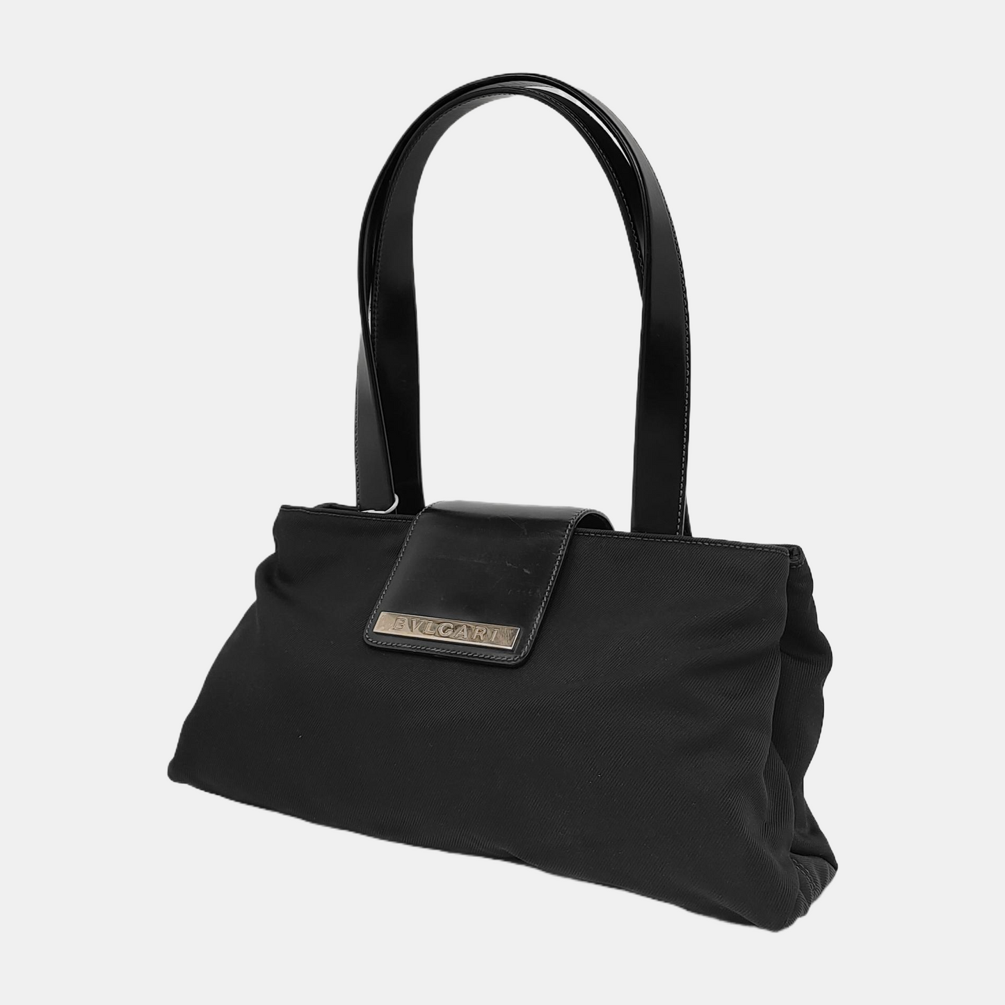 BVLGARI Tote bag Black Fabric Single Shoulder Bag Handbag Silver Hardware-(SKU)-928850108