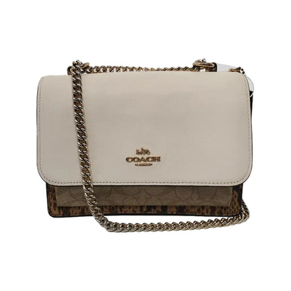 COACH KLARE Beige Leather Old Flower Embossed Crossbody Bag Shoulder Bag Golden hardware-(SKU)-942136285
