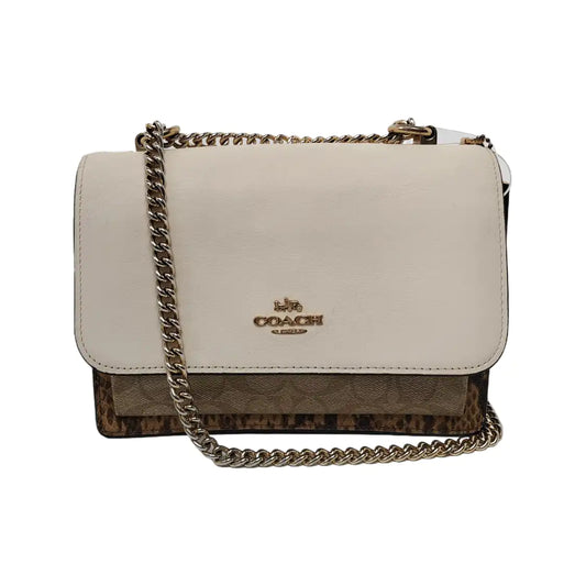 COACH KLARE Beige Leather Old Flower Embossed Crossbody Bag Shoulder Bag Golden hardware-(SKU)-942136285