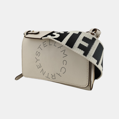 STELLA McCARTNEY Stella Logo White Leather Cutout Floral Crossbody Bag Single Shoulder Bag Golden hardware Removable shoulder strap-(SKU)-940252376