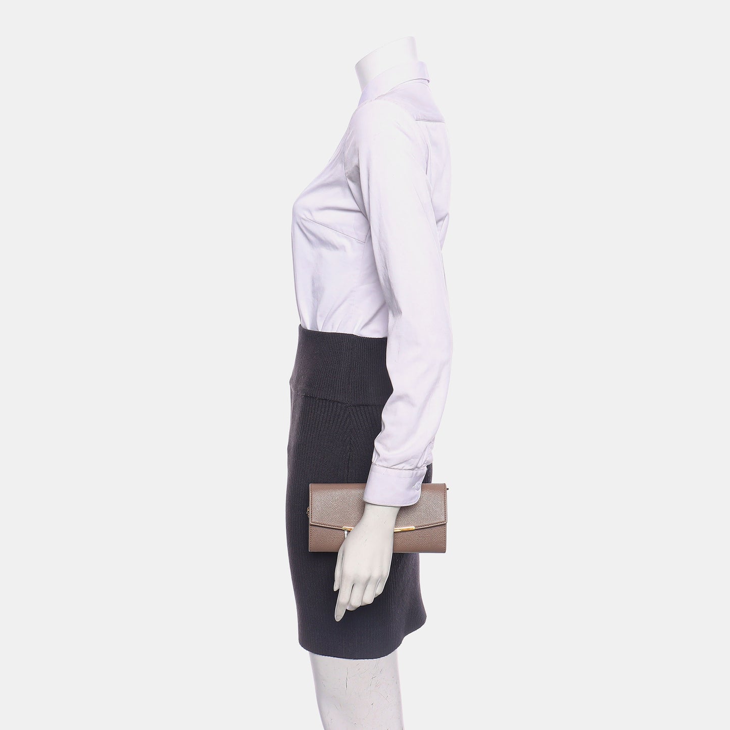 FERRAGAMO Gancini Gray Cowhide Wallet Sub-bag-(SKU)-938663979
