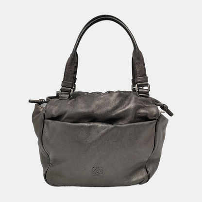 LOEWE Gray Cow Leather Handbag Shoulder Bag Silver Hardware-(SKU)-945383278