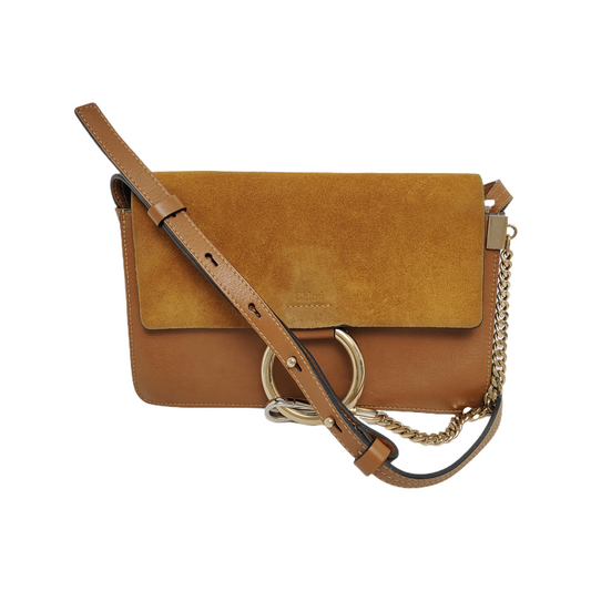 Chloé Faye Small size Brown Leather Crossbody Single Shoulder Bag Golden Silver Hardware-(SKU)-942554475