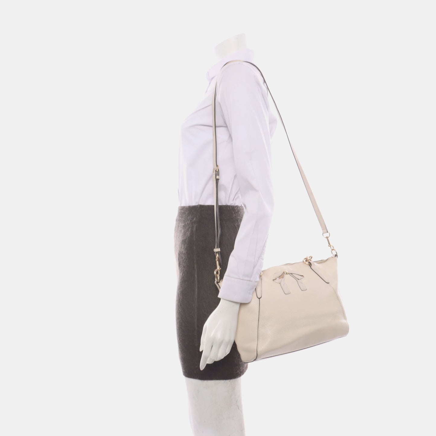 COACH KELSEY White Cowhide Single Shoulder Bag Crossbody Handbag Golden hardware Removable shoulder strap-(SKU)-14505078