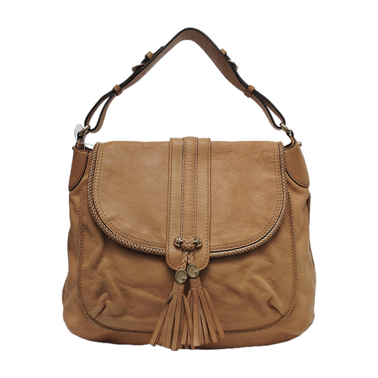 GUCCI Tote bag Khaki Calfskin Leather Fringe Single Shoulder Bag with Handbag Golden hardware-(SKU)-944545020