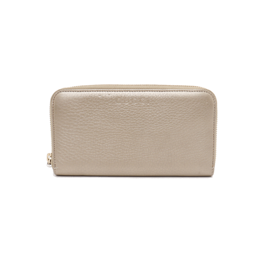 GUCCI Champagne-Colored Cowhide Embossed Wallet Golden hardware-(SKU)-939007917