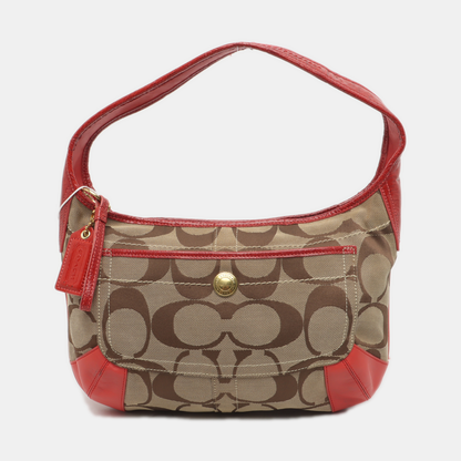 COACH Khaki canvas monogram crossbody bag, handbag Golden hardware-(SKU)-933082585