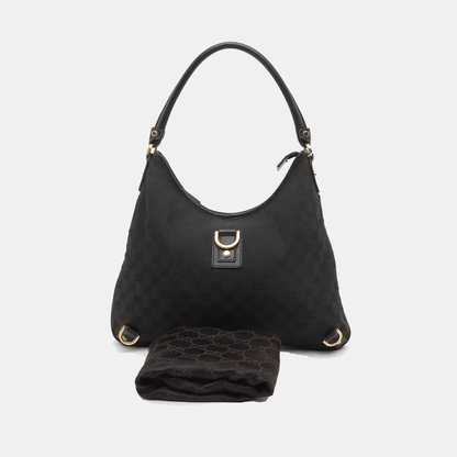 GUCCI Abbey Black canvas monogram jacquard shoulder tote Golden hardware-(SKU)-929825817