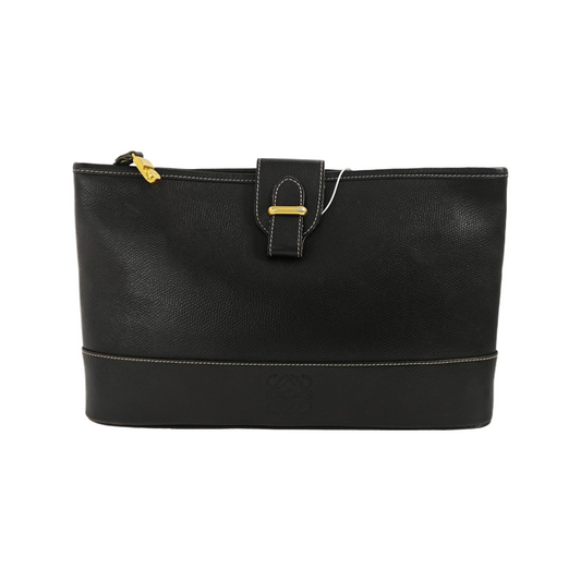 LOEWE Black Cowhide Clutch Golden hardware-(SKU)-941331877