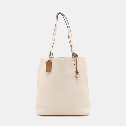 COACH Tote bag White Cowhide Single Shoulder Bag Tote Golden hardware-(SKU)-929655496