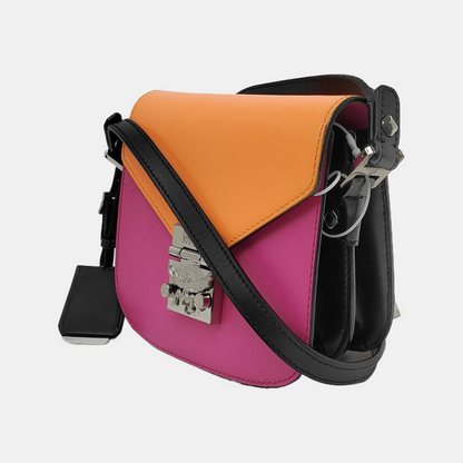 MCM PATRICIA Color-block leather laurel buckle shoulder bag/crossbody bag Silver Hardware-(SKU)-941172431