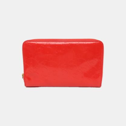 DIOR Red Patent Leather Monogrammed Quilted Clutch Golden hardware-(SKU)-939810644