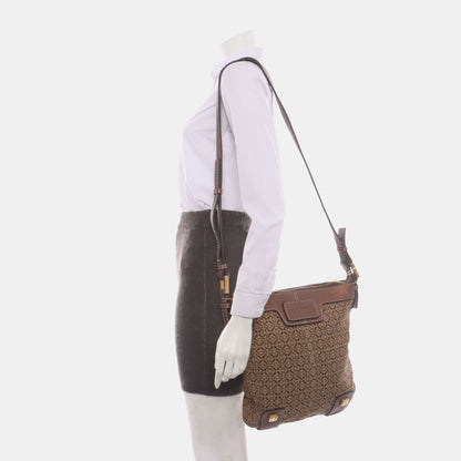 LOEWE Khaki Canvas Monogram Jacquard Single Shoulder Bag Golden hardware-(SKU)-14484696