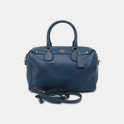 COACH BENNETT Large size Blue cowhide crossbody, handbag, shoulder bag Silver Hardware Removable shoulder strap-(SKU)-935672558