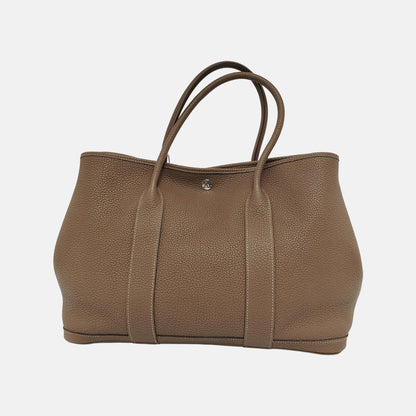 HERMÈS Garden Party 36 Taupe Negonda Calfskin Garden Bag with Detachable Strap, Silver Hardware, A-(SKU)-945825611