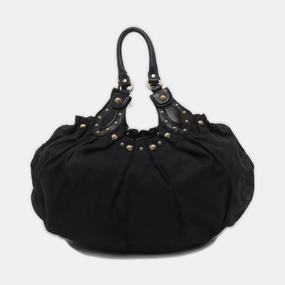 GUCCI Black Canvas Monogram Studs Handbag, Single Shoulder Bag Golden hardware-(SKU)-929188406