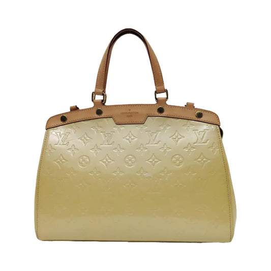 LOUIS VUITTON BREA Light Yellow Patent Leather Monogrammed Doctor Bag Handbag Golden hardware-(SKU)-943658683