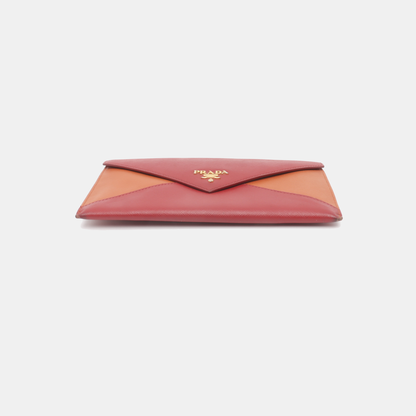 PRADA Red cowhide logo cross-grain wallet Golden hardware-(SKU)-936291107