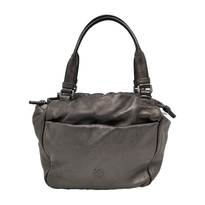 LOEWE Gray Cow Leather Handbag Shoulder Bag Silver Hardware-(SKU)-945383278