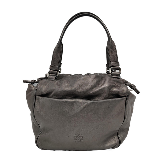 LOEWE Gray Cow Leather Handbag Shoulder Bag Silver Hardware-(SKU)-945383278