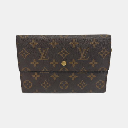 LOUIS VUITTON Brown Coated Canvas Monogrammed Tote Handbag Golden hardware Vintage model-(SKU)-944491586