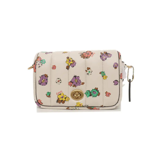 COACH DINKY White Lamb Leather Printed Quilted Single Shoulder Bag Crossbody Bag Golden hardware Removable shoulder strap-(SKU)-935605368