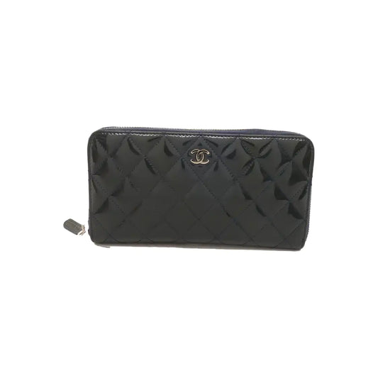 CHANEL ZIPPY深蓝色漆皮菱格纹,绗缝钱包 20nan-(SKU)-938651990