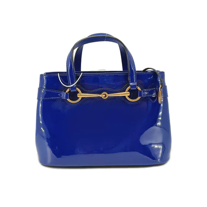 GUCCI Bright Bit Navy Blue Patent Leather Buckle Shoulder Bag Tote Crossbody Golden hardware Removable shoulder strap-(SKU)-939934256