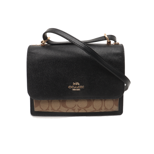 COACH KLARE Small size Black leather old flower carriage handbag Golden hardware-(SKU)-937956207