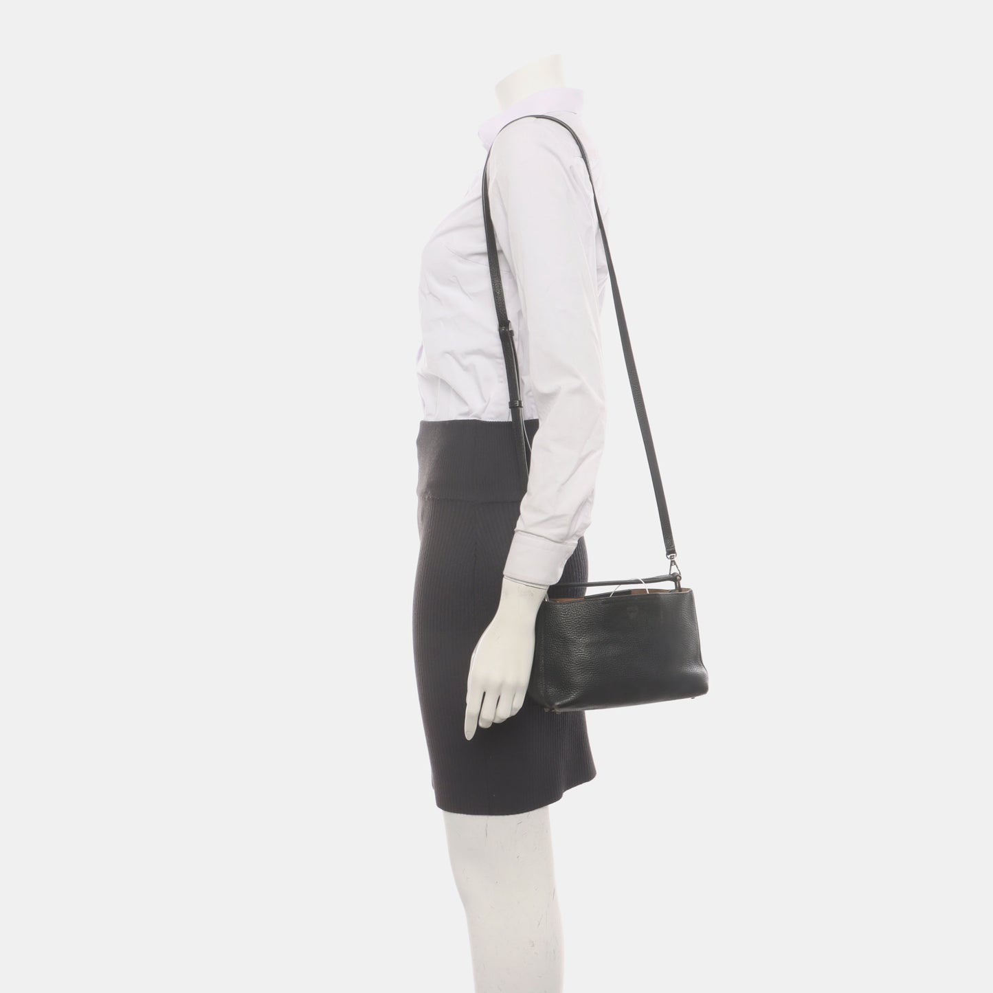 MCM Tote bag Black Leather Crossbody Bag Silver Hardware Removable shoulder strap-(SKU)-938526740