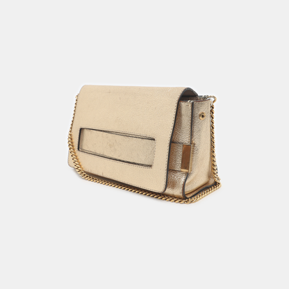 Chloé Elle Golden Leather Shoulder Bag, Crossbody Bag Golden hardware Removable shoulder strap-(SKU)-936942070