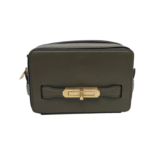 Alexander McQUEEN Camera Bag Dark Green Calfskin Embossed Single Shoulder Bag Golden hardware Removable shoulder strap-(SKU)-940170035