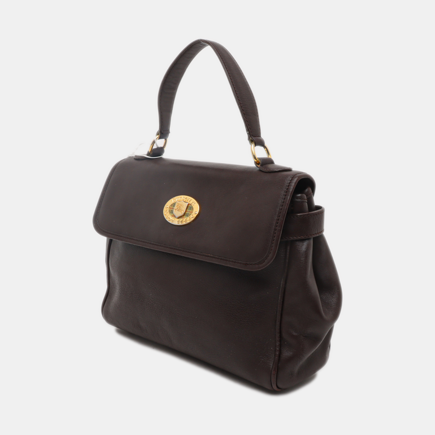 BURBERRY Dark brown leather single shoulder bag handbag crossbody Golden hardware Removable shoulder strap-(SKU)-14375152