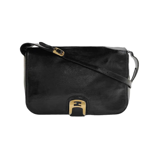 FENDI Black Cowhide Single Shoulder Bag Tote Bag Golden hardware Removable shoulder strap-(SKU)-942811909