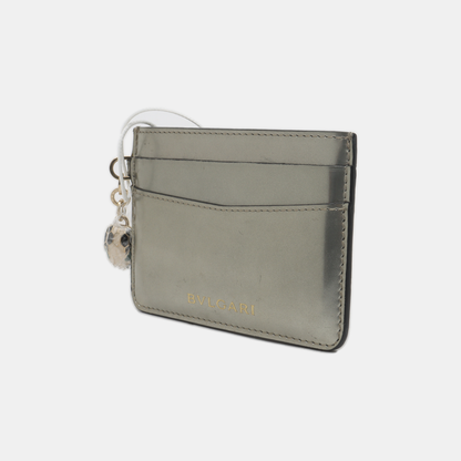 BVLGARI SERPENTI FOREVER Gray Cowhide Snake Head Card Case Golden hardware-(SKU)-935538588