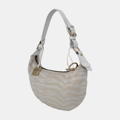 FENDI 卡其色帆布双FHandheld包 Golden hardware-(SKU)-943796749