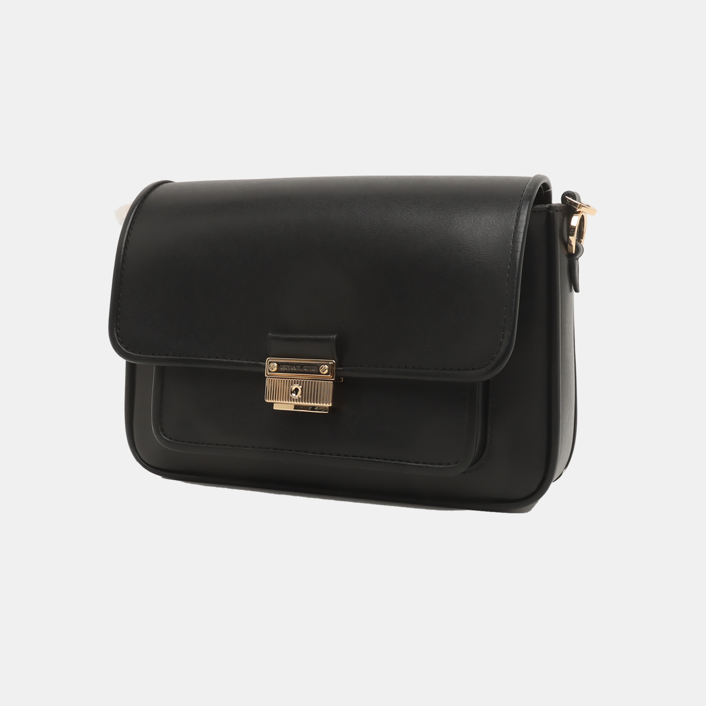 MICHAEL KORS Bradshaw Medium size Black Leather Crossbody Bag Single Shoulder Bag Golden hardware shoulder straps-(SKU)-938489544