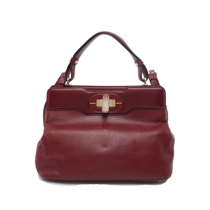 BVLGARI ISABELLA ROSSELLINI Burgundy Cowhide Single Shoulder Bag Handbag Crossbody Golden hardware Removable shoulder strap-(SKU)-931850112