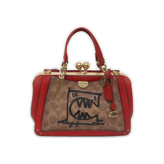 COACH DREAMER 21 Color Block Coated Canvas Crossbody Bag Tote Bag Single Shoulder Bag Golden hardware Removable shoulder strap-(SKU)-935605696