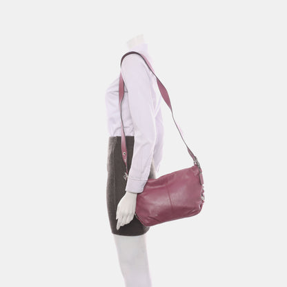 COACH Fuchsia Leather Cut-Out Sling Bag Silver Hardware Removable shoulder strap-(SKU)-928562151