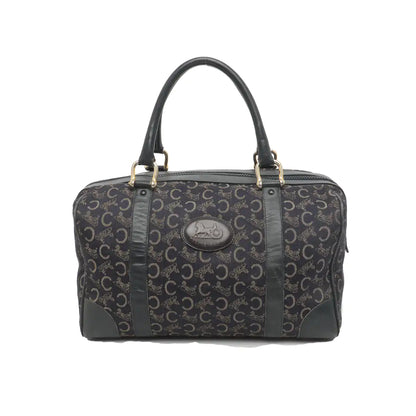 CELINE Dark Blue Canvas Triumphal Arch Handbag Golden hardware-(SKU)-933886003