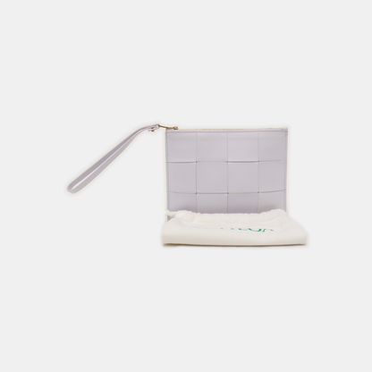 BOTTEGA VENETA Light Purple Sheepskin Braided Clutch Bag Golden hardware-(SKU)-934190707