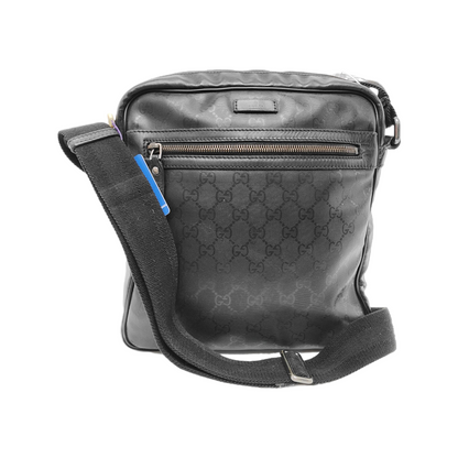 GUCCI Grey Coated Canvas Monogram Single Shoulder Bag Crossbody Silver Hardware-(SKU)-940261237