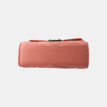 MICHAEL KORS Serena Medium size Blush Pink Leather Quilted Shoulder Bag Crossbody Bag Tote Bag Golden hardware-(SKU)-936596996