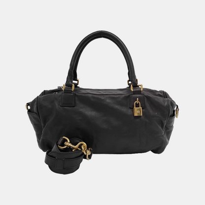 LOEWE Dark Purple Cowhide Single Shoulder Bag, Handbag Golden hardware Removable shoulder strap-(SKU)-13379817