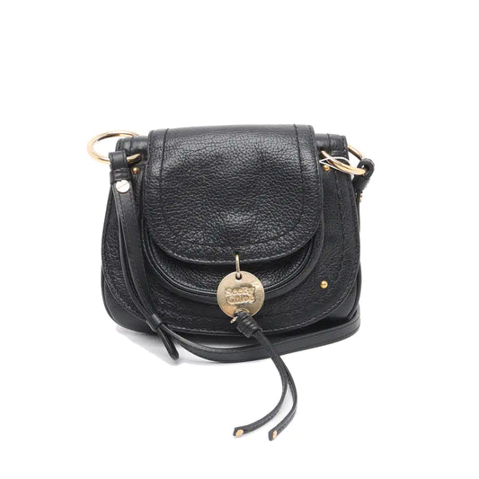 See By Chloé Polly Black Leather Single Shoulder Bag Golden hardware Removable shoulder strap-(SKU)-13199858