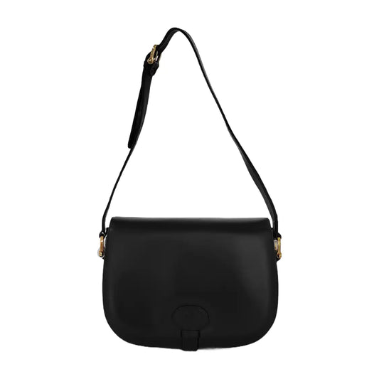 CELINE Black Leather Patchwork Single Shoulder Bag Golden hardware-(SKU)-941503752
